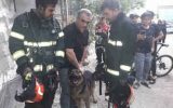 نجات سگ نگهبان گرفتار در آتش توسط آتش نشانان ایلامی