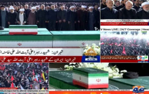 پخش زنده اقامه نماز بر پیکر رهبر شهید انقلاب روی آنتن شبکه‌های خبری پاکستان