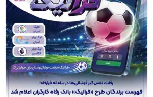 فهرست برندگان شهریور ماه طرح «فرالیگ» بانک رفاه کارگران اعلام شد فهرست برندگان شهریور ماه طرح «فرالیگ» بانک رفاه کارگران اعلام شد